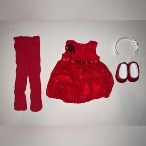 American Girl Red Dress with Floral Detail